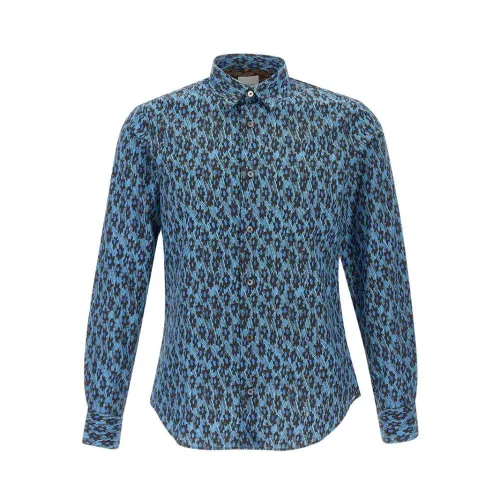 PS By Paul Smith , Mens Cotton Animalier Shirt ,Blue male, Sizes: