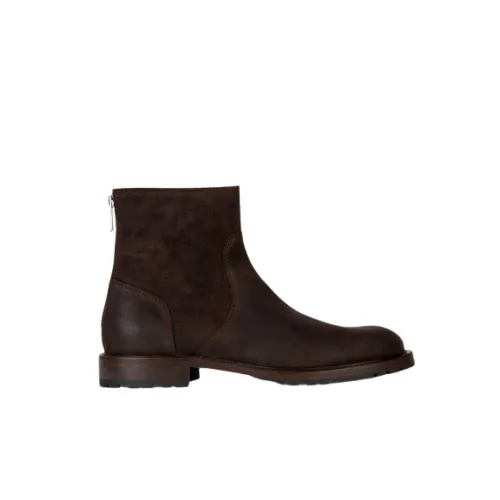 PS By Paul Smith , Premium Leather Falk Boots with Zip Closure ,Brown female, Sizes: