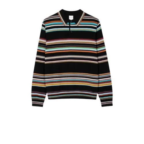 PS By Paul Smith , Signature Stripe Knitted Polo Shirt ,Multicolor male, Sizes: