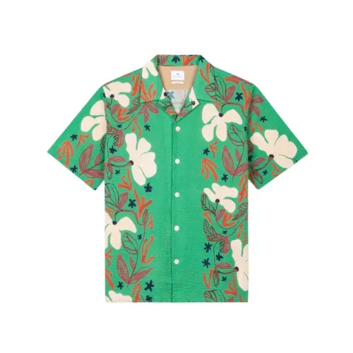 PS By Paul Smith , Vibrant Green Sea Floral Shirt ,Green male, Sizes: