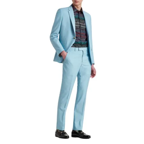 PS By Paul Smith , Wool-Mohair Suit in Pastel Blue ,Blue male, Sizes: