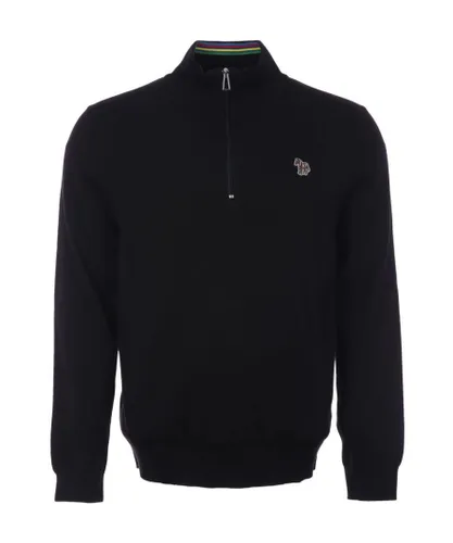 Ps Paul Smith Mens Zebra Logo Half-Zip Knitted Sweatshirt in Black
