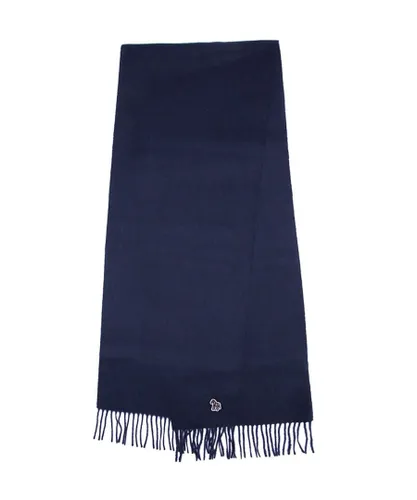 Ps Paul Smith Mens Zebra Logo Lambswool Scarf - Navy - Blue - One
