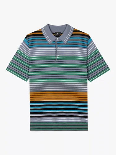 PS Paul Smith Short Sleeve All-Over Stripe Polo Shirt, Grey/Multi - Grey/Multi - Male