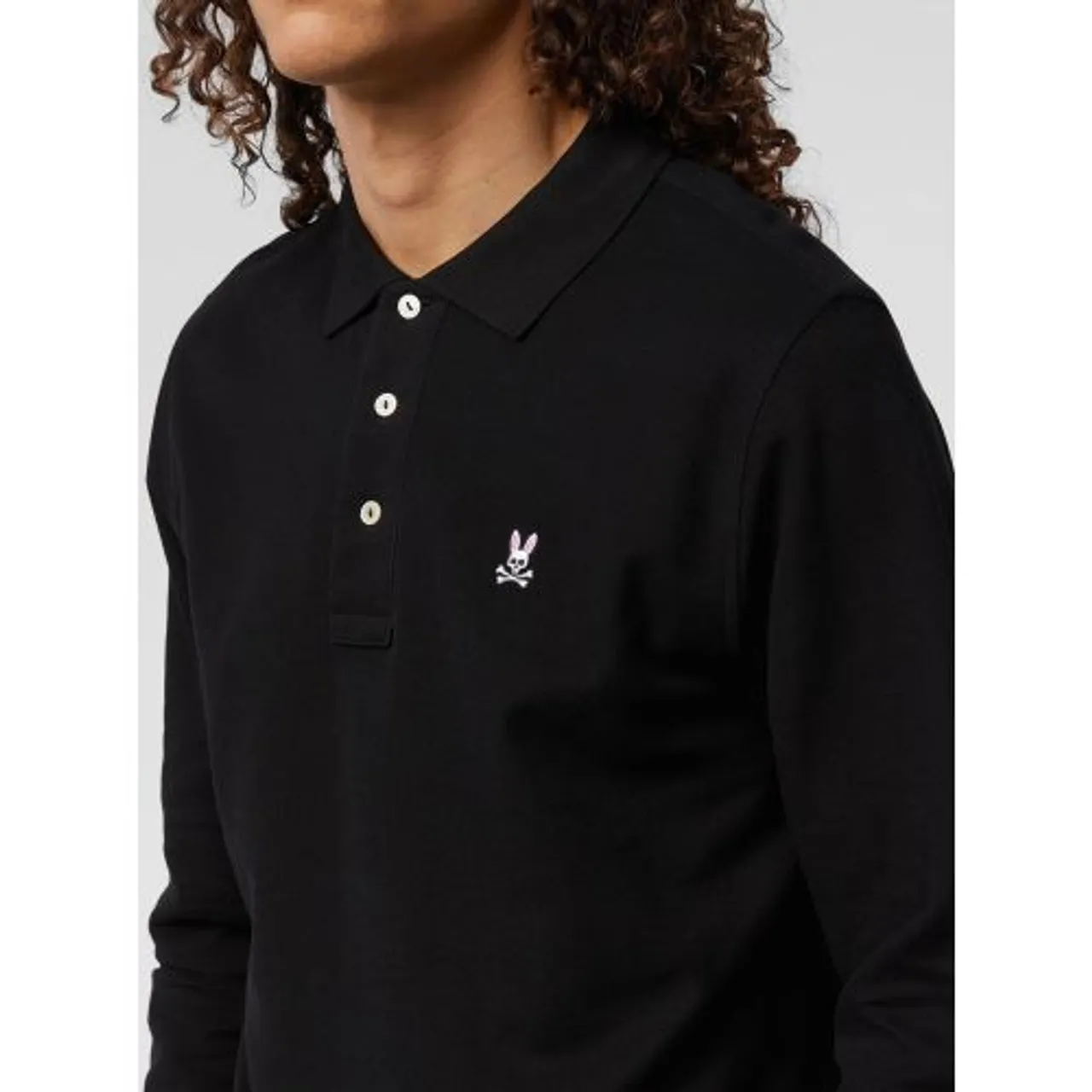 Psycho Bunny Mens Black Classic Long Sleeve Polo Shirt