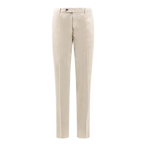 PT Torino , Beige Slim Fit Linen Trousers ,Beige male, Sizes: