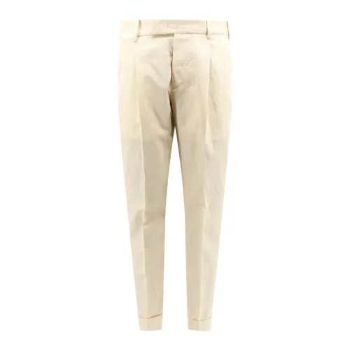 PT Torino , Beige Trousers with Button and Zip Closure ,Beige male, Sizes: