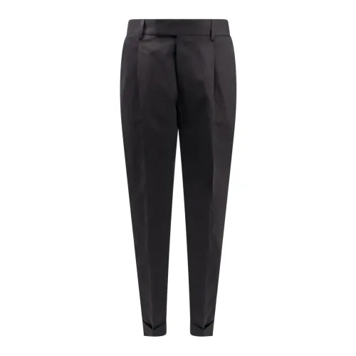 PT Torino , Black Button and Zip Closure Trousers ,Black male, Sizes: