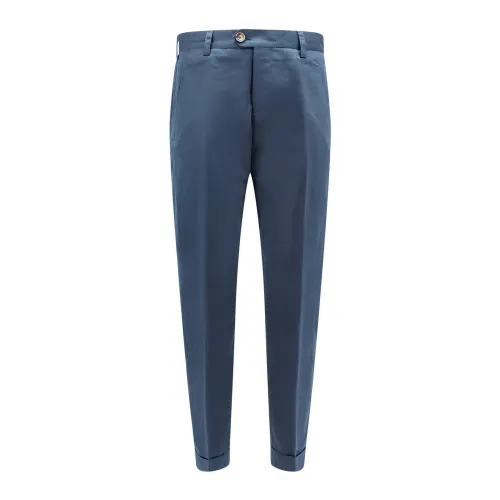 PT Torino , Blue Linen Trousers Straight Leg ,Blue male, Sizes: