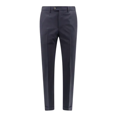 PT Torino , Blue Wool Trousers with Hook Closure ,Blue male, Sizes: