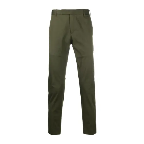 PT Torino , Cotton and Linen Pants with Zipper Closure ,Green male, Sizes: