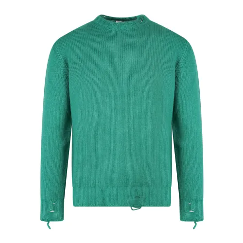PT Torino , Green Wool Sweater with Ripped Effect ,Green male, Sizes: