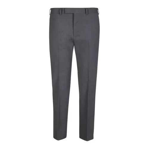PT Torino , Grey Cotton Trousers with Tailored Cut ,Gray male, Sizes: