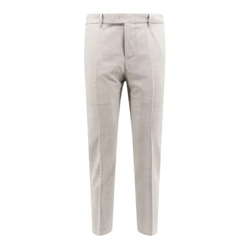PT Torino , Grey Trousers with Button and Zip Closure ,Beige male, Sizes: