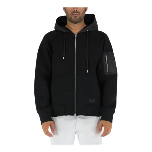 PT Torino , Hooded Jacket with Zipper and Pocket ,Black male, Sizes: