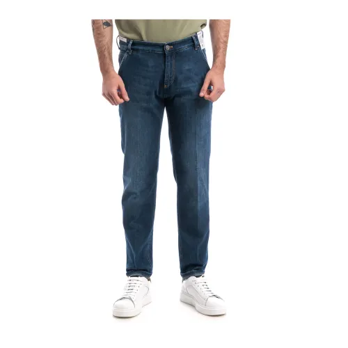 PT Torino , Loose Denim Stretch Pants ,Blue male, Sizes: