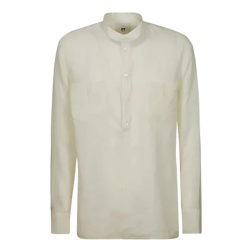 PT Torino , Men& Clothing Shirts White Ss23 ,White male, Sizes: