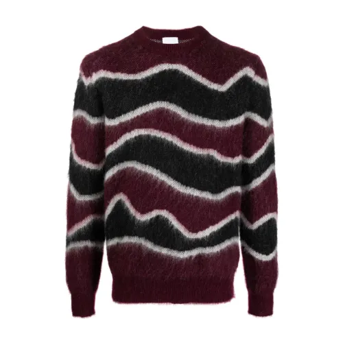PT Torino , Red Black Mohair Pattern Sweater ,Multicolor male, Sizes: