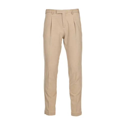 PT Torino , Tailored Wool Trousers with Pleats and Pockets ,Beige male, Sizes: