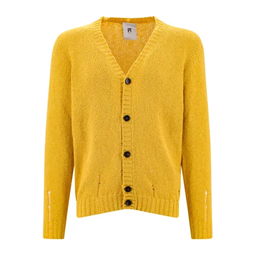 PT Torino , Yellow Cotton Cardigan for Men ,Yellow male, Sizes: