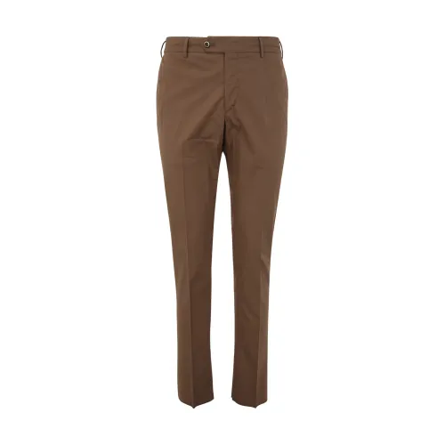 Pt01 , MAN Seersucker Trousers With Coulisse ,Brown male, Sizes: