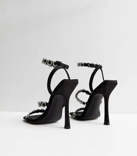 Public Desire Black Diamanté Hoop Stiletto Heel Sandals New Look