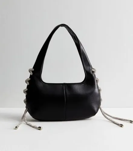 Public Desire Black Diamanté Shoulder Bag New Look