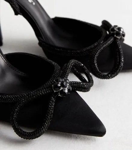 Public Desire Black Diamanté Stiletto Heel Court Shoes New Look