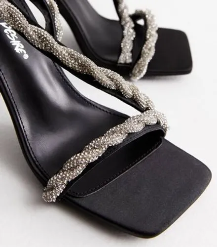 Public Desire Black Diamanté Stiletto Heel Sandals New Look