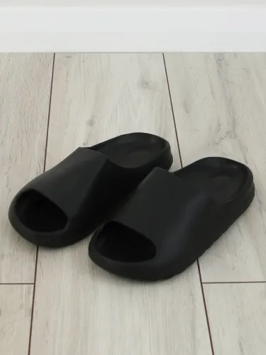 Public Desire Black Kobe Rubber Flat Slider Sandals