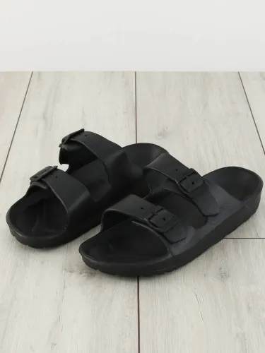 Public Desire Black Kobe Rubber Strap Slider Sandals