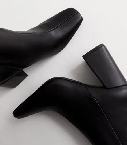 Public Desire Black Leather-Look Block Heel Knee High Boots New Look