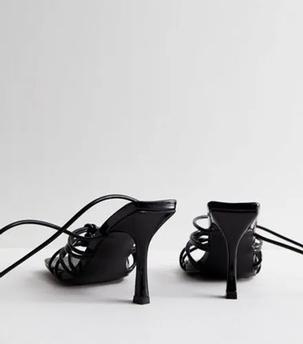 Public Desire Black Patent Strappy Stiletto Heel Sandals New Look