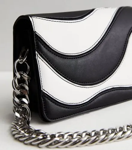 Public Desire Black Wave Chain Strap Shoulder Bag New Look