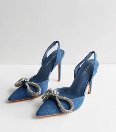 Public Desire Blue Denim Slingback Court Shoes New Look