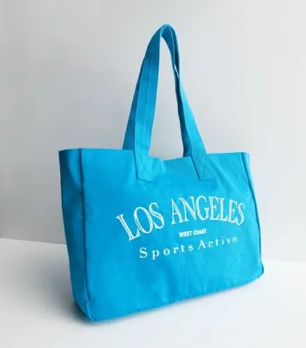 Public Desire Blue Los Angeles Logo Canvas Tote Bag New Look