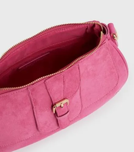 Public Desire Bright Pink Suedette Shoulder Bag New Look
