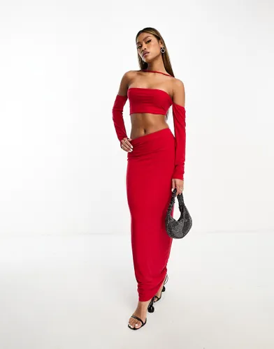 Public Desire column maxi skirt co-ord in red