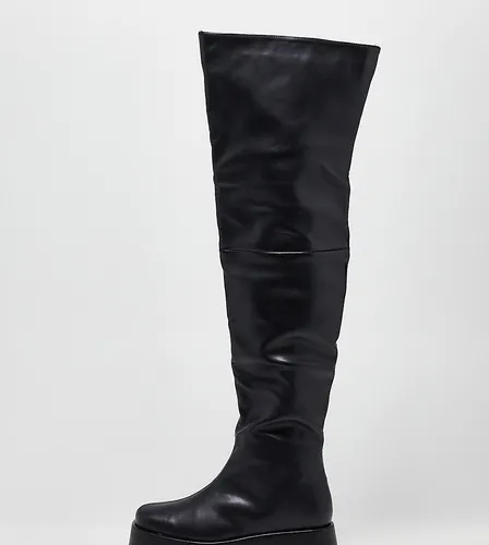 Public Desire Exclusive Rosie flat over the knee boots in black