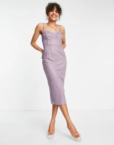 Public Desire glitter coset midi dress in lilac-Purple