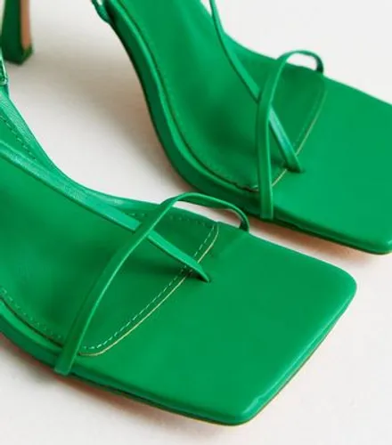 Public Desire Green Strappy Mid Stiletto Heel Sandals New Look