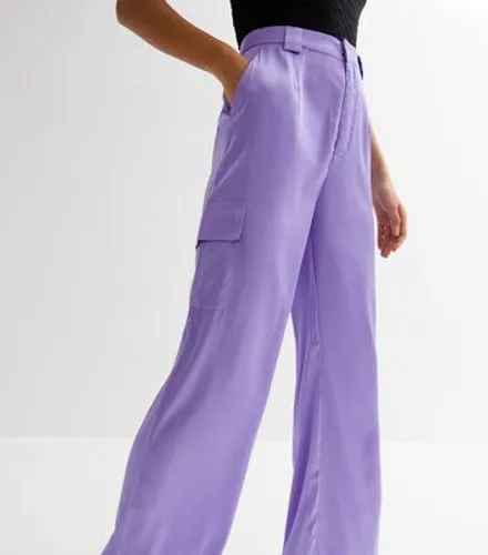 Public Desire Lilac Satin Cargo Trousers New Look