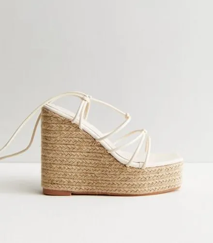 Public Desire Off White Strappy Espadrille Wedge Sandals New Look