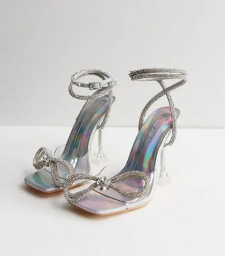Public Desire Silver Diamanté Stiletto Heel Sandals New Look