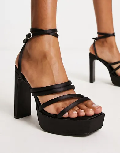 Public Desire Viola platform sandals in black satin