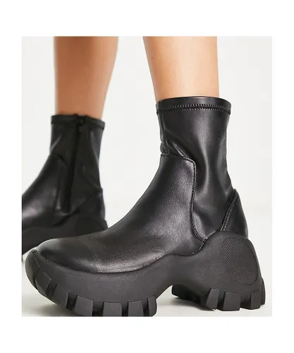 Public Desire Womens Exclusive Nile cleated chunky sole boots in black