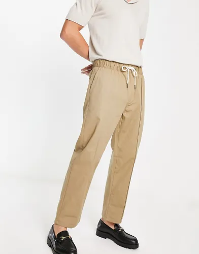 Pull & Bear smart pintuck trousers in ecru-Neutral