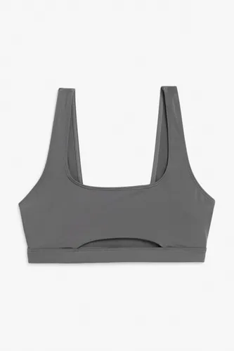 Pull-on bikini top with cut-out detail - Grey