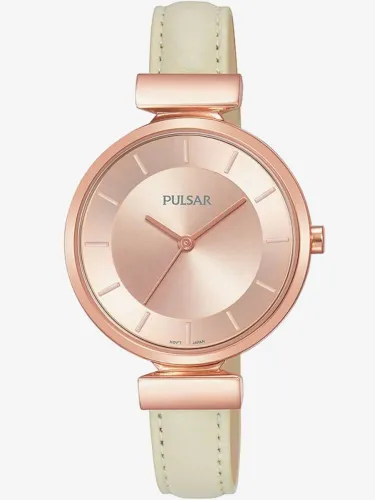 Pulsar Ladies Cream Leather Strap Watch PH8418X1
