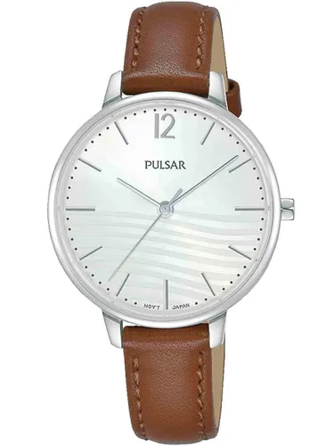 Pulsar Women Analogue Quartz Watch with Real Leather Strap